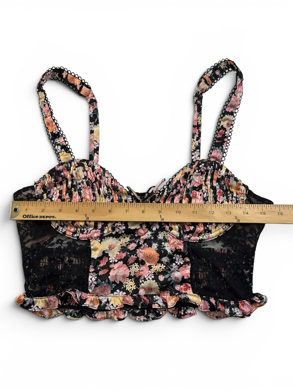 For Love & Lemons Large Gardenia Long Line Bustier Bra Top Corset Floral VS - Picture 4 of 5
